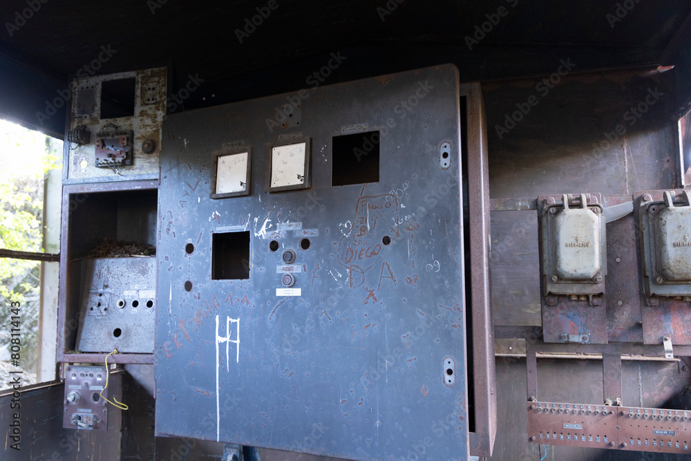 Abandoned electrical panel board console for switch Abandoned electrical panel board console for switch