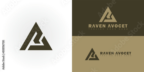 Abstract initial triangle letter RA or AR logo in deep green color isolated on multiple background colors. The logo is suitable for clothing brand icon logo design inspiration templates.