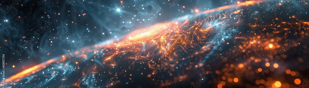 Obraz premium Innovative technology using machine learning nanotechnology to improve space suit capabilities, while also utilizing drones for mapping outer space and simulating cyber warfare scenarios.
