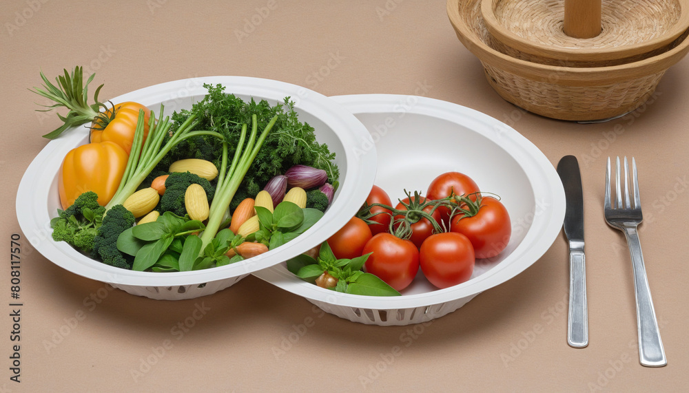 Environmentally Friendly Disposable Plates with Organic and Nutritious Vegetable-Based Meals Environmentally Friendly Disposable Plates with Organic and Nutritious Vegetable-Based Meals