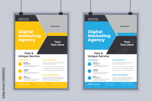 Digital Marketing Agency Corporate Flyer Design Vector Template