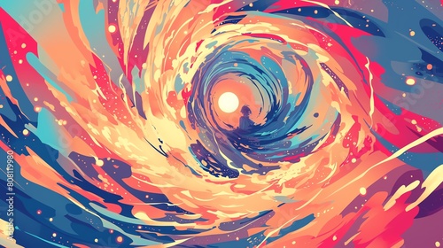 Chaotic swirls of color and motion creating a sense of dynamic energy and vitality.