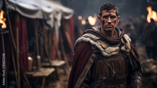 Roman Legionnaire gathers intelligence infiltrating enemy camp