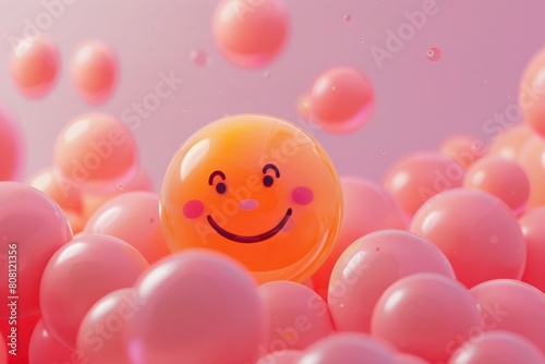 Smiling Sphere Among Pink Balloons