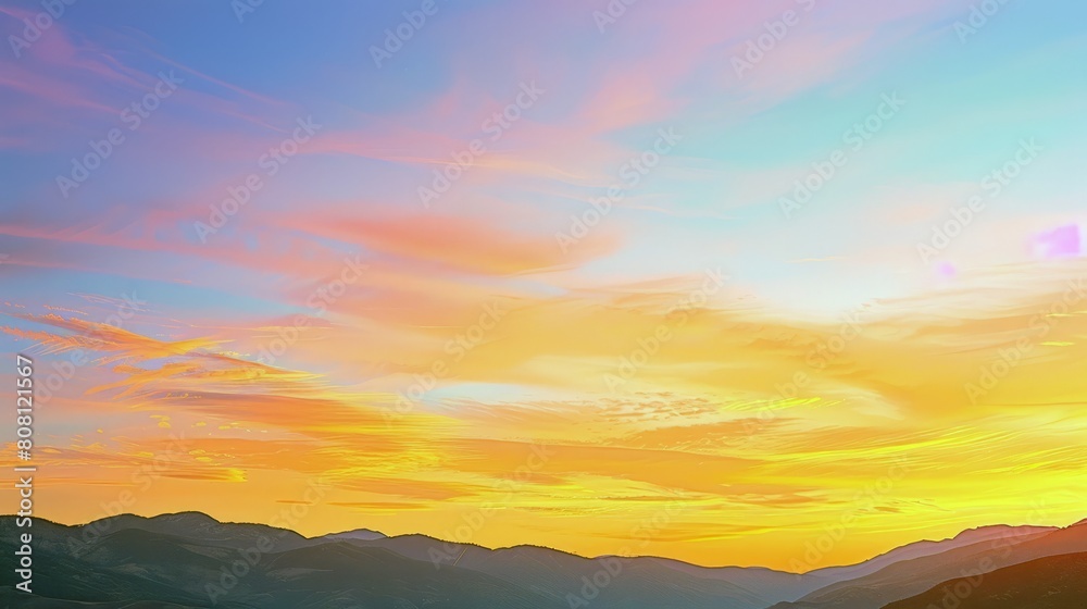 Obraz premium Sunset painting the sky with hues of orange, pink, and purple, signaling the end of summer day