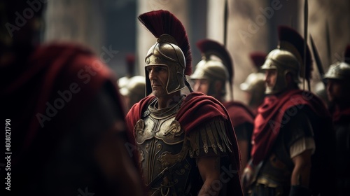 Roman Legionnaires salute fallen in amphitheater © javier