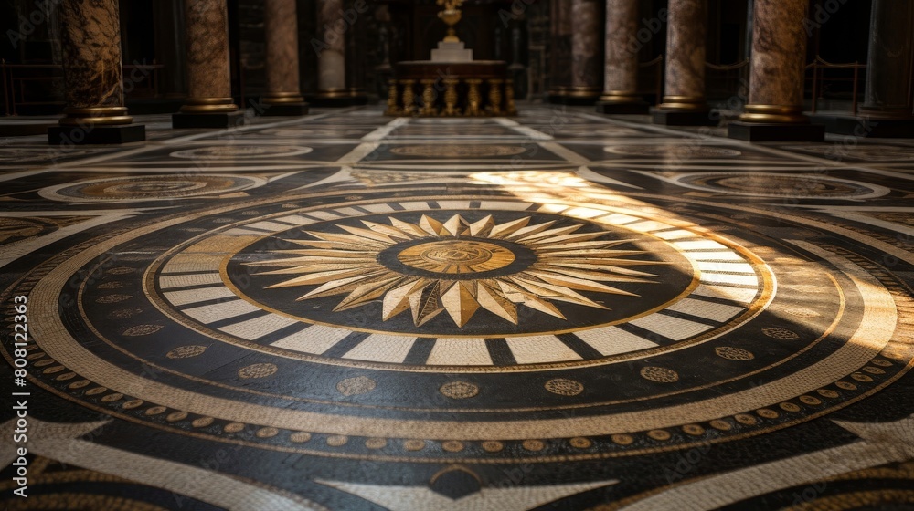 Intricate mosaic floor of the Roman Senate