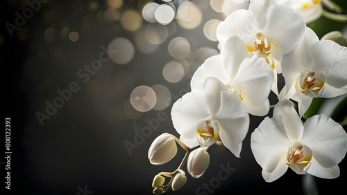 Capturing the intricate beauty of a white orchid in full bloom: High-resolution K photo. Concept White Orchid, Intricate Beauty, Full Bloom, High-resolution, Photography