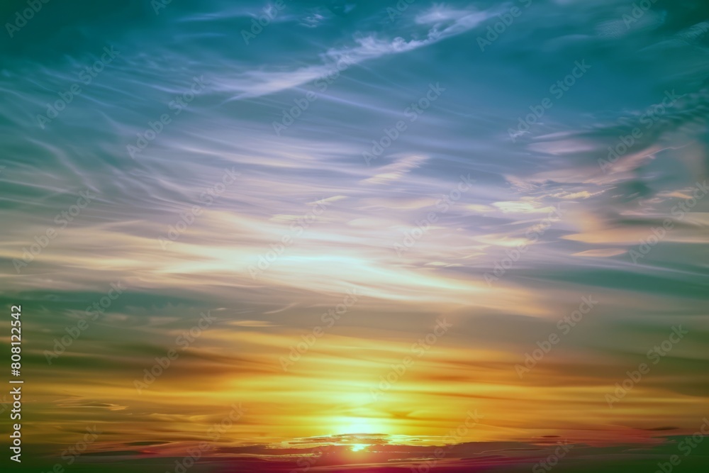 Obraz premium Sunset painting the sky with hues of orange, pink, and purple, signaling the end of summer day
