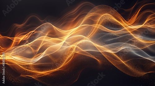 An abstract wave form isolated on a black background. For modern design elements in concepts related to luxury technology  creativity  and science.