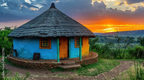 African Round House: Rondavel at Sunset photo