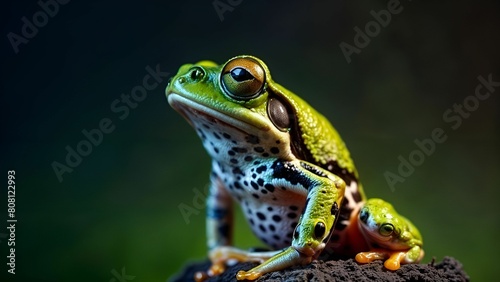 A frog sitting on a rock