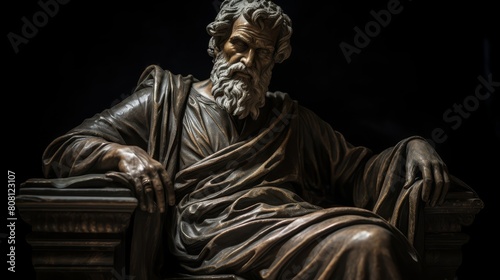 Roman Senate's philosopher bronze statue