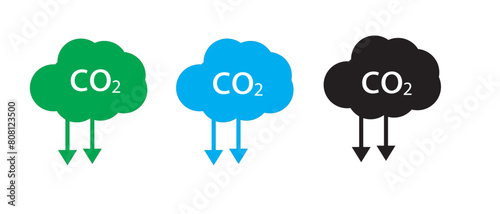  Carbon dioxide smog pollution and environment concept.  CO2 emissions in cloud vector icon.   Vector Illustration .