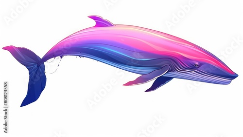 A digital painting of a whale with vibrant colors. photo