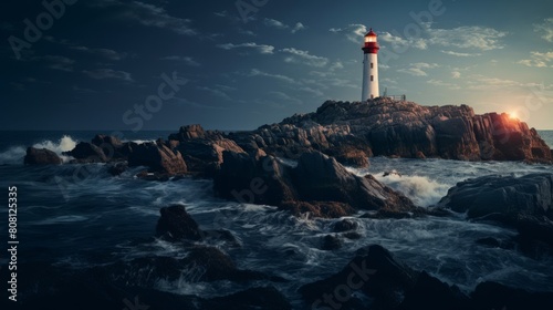 Roman lighthouse tall on coastline guiding ships safely