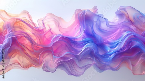 A modern wave line flowing dynamically on a white background is a good visual representation of artificial intelligence, digital, communication, science, music, and the like. photo