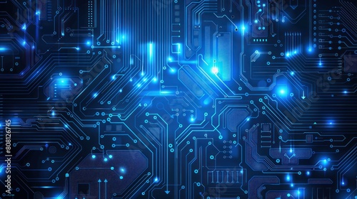 Circuit Board. Blue circuit wallpaper. Technology concept. High Tech Background