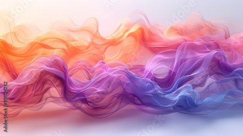 Flowing dynamic colorful blue pink wave lines isolated on white background for AI technology, digital, communication, science, and music concepts photo