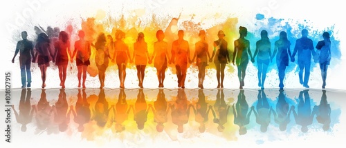 People of all colors walking together, inclusive business mindset values dignity and respect for all individuals	