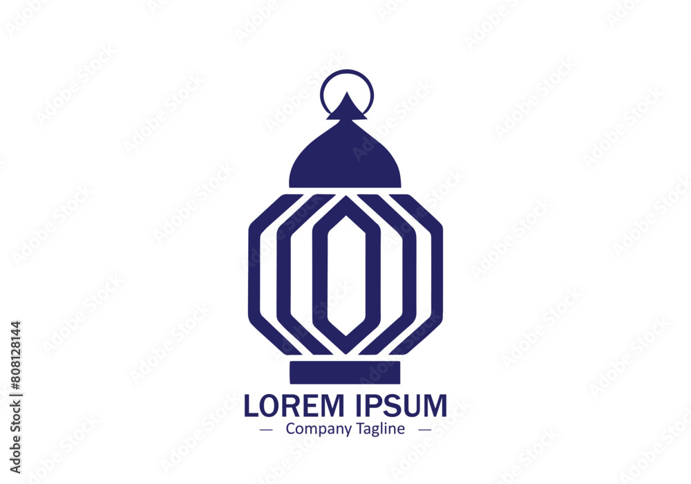 Fototapeta premium abstract and minimal lantern lamp islamic light logo for your business.