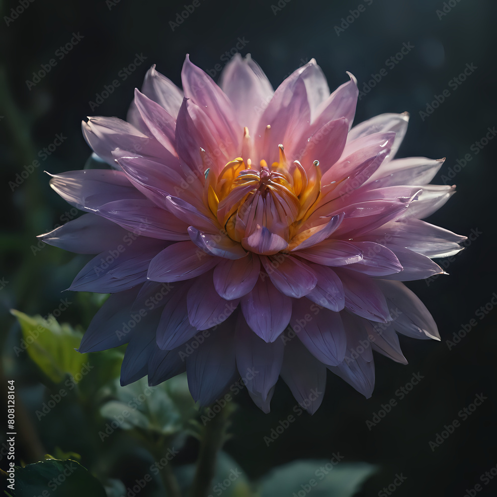 a pink flower with yellow center in the dark a pink flower with yellow center in the dark