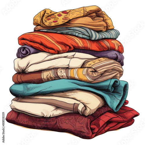 PNG Stack of clothes arrangement relaxation variation.