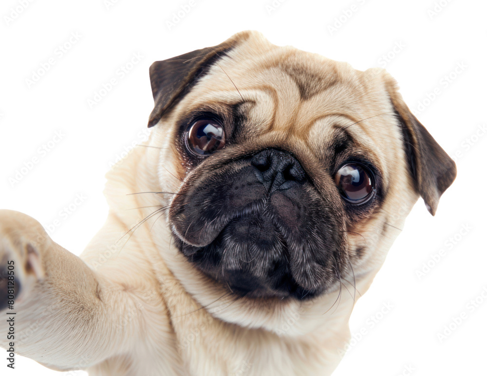 PNG Selfie pug animal canine mammal.