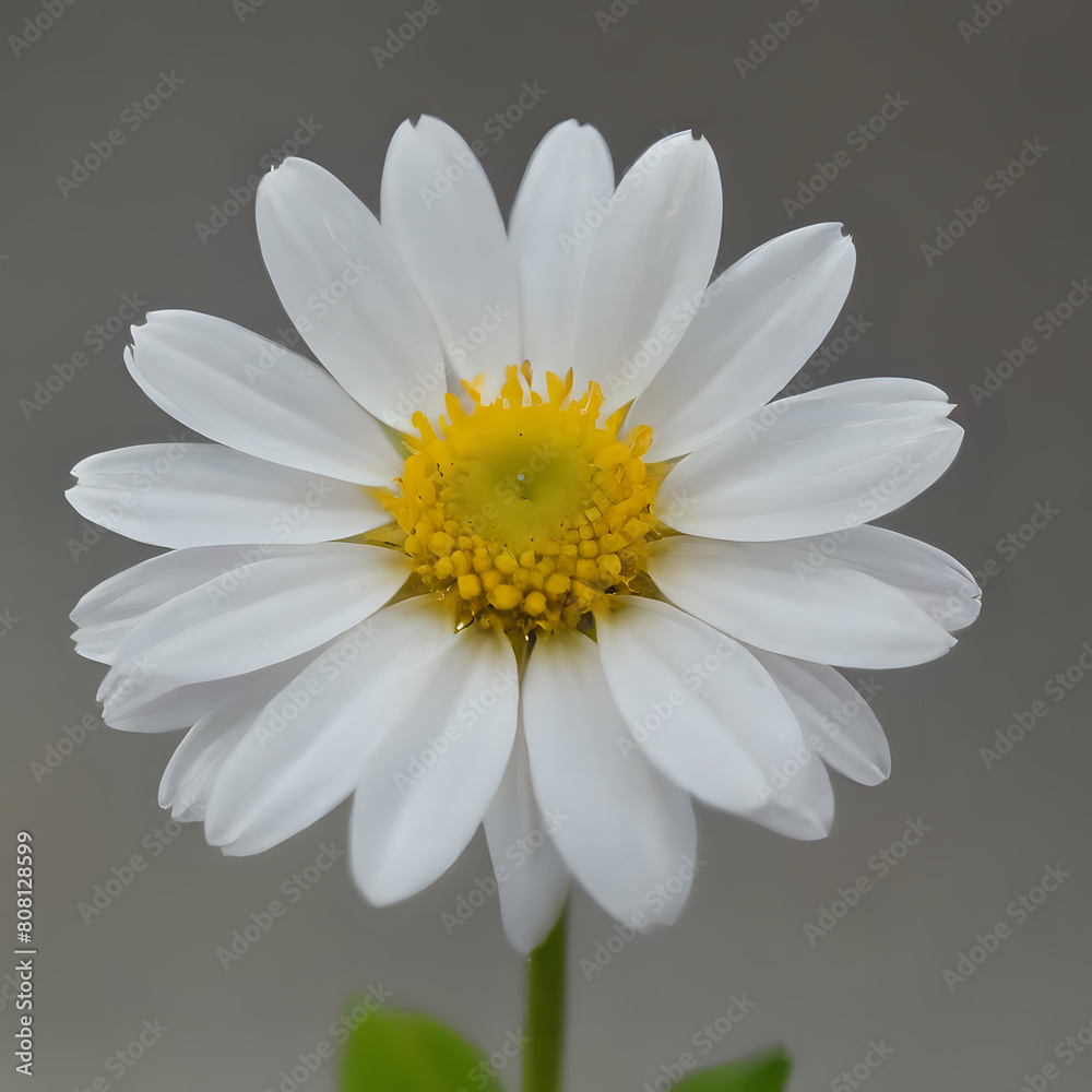 a white flower with yellow center on a stem a white flower with yellow center on a stem