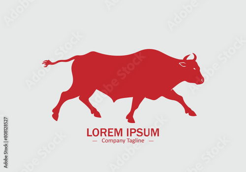 Fighter bull red OX icon logo vector design silhouette