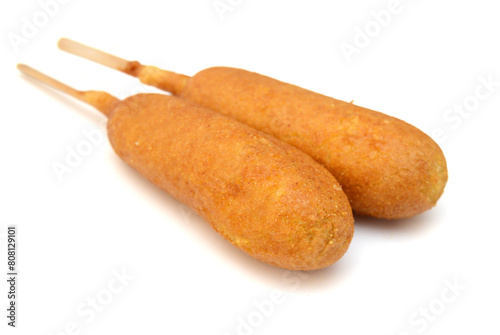 Organic Corn Dog on white background