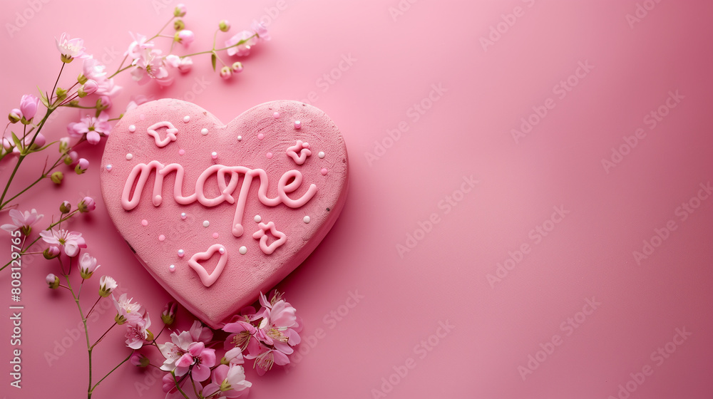 Pink background with a heart-shaped sign with large copy space Pink background with a heart-shaped sign with large copy space