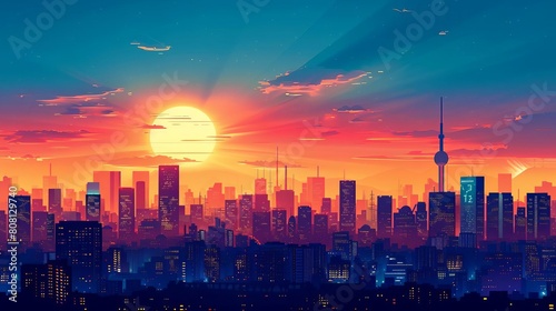 A beautiful sunset over a city
