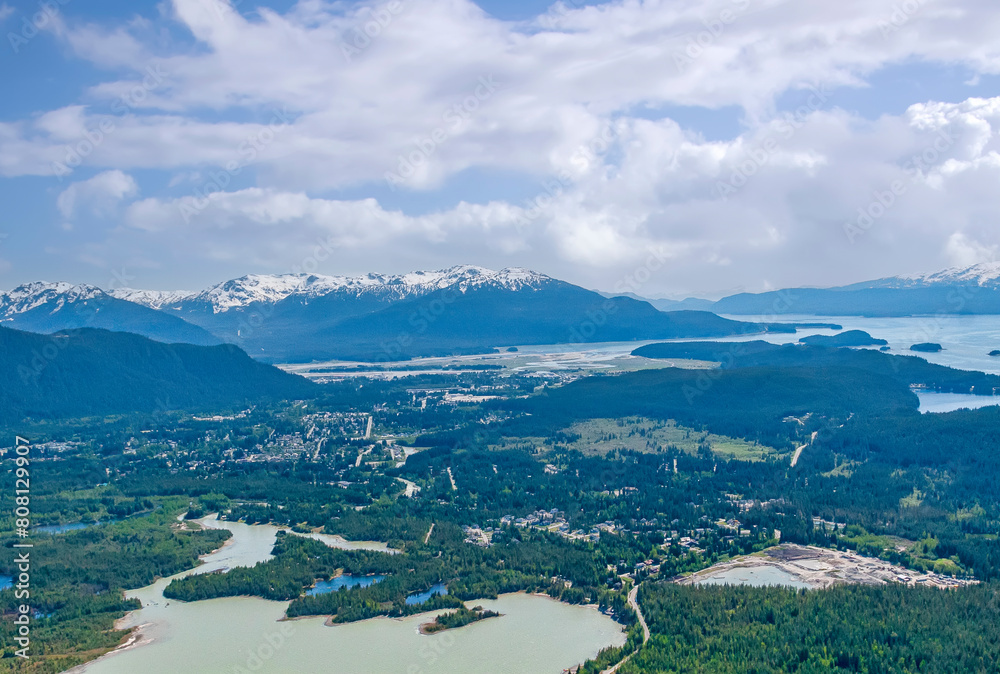 Aerial view of the town of Juneau, Alaska