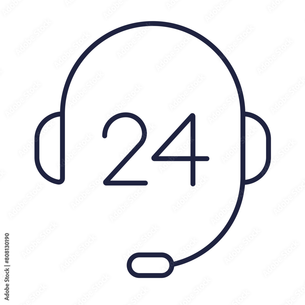 Customer support line icon. Headphones linear logo. Call center 24/7 service. Help assistant outline symbol on white background. Simple style design. Editable vector stroke. Pixel Perfect. Customer support line icon. Headphones linear logo. Call center 24/7 service. Help assistant outline symbol on white background. Simple style design. Editable vector stroke. Pixel Perfect.