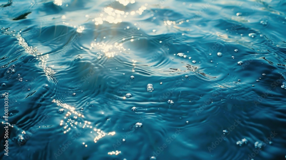 The tranquil blue water is stirred . Abstract blue water background.