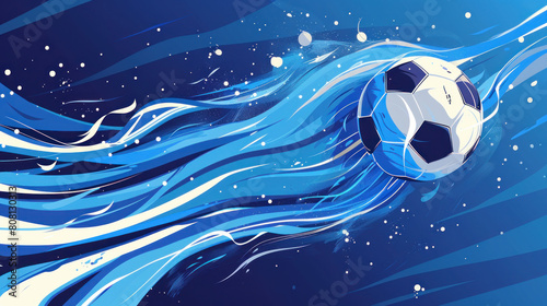Soccer-themed design elements like banners and layouts  featuring a blue color scheme.