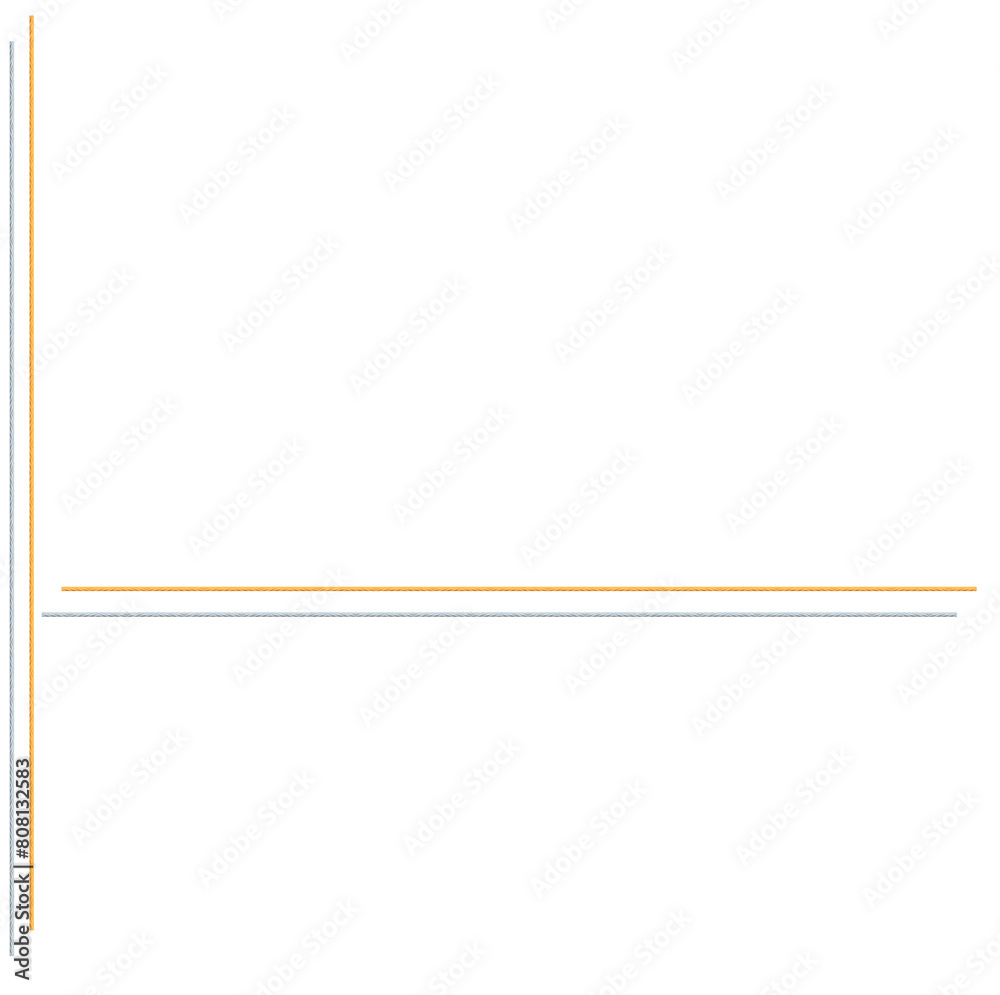 White and orange-yellow braided thin straight wire string - on isolated transparent background. White and orange-yellow braided thin straight wire string - on isolated transparent background.