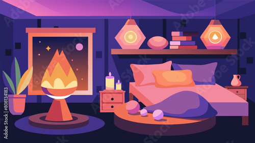 A bedroom filled with the warm glow of Himalayan salt lamps and the soothing aroma of lerass and sage helping to lull its inhabitants into a peaceful.