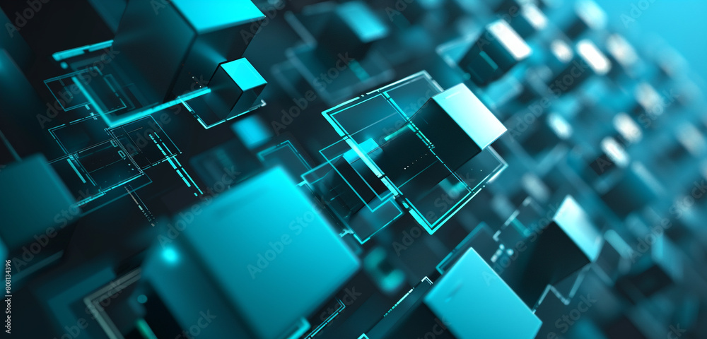 Turquoise squares creating a hi-tech visual experience. Turquoise squares creating a hi-tech visual experience.