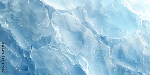 Ice texture background. The textured cold frosty surface of ice block, Blue background with cracks on the ice surface photo