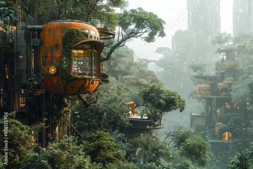 future city where robots live together with humans evoking a sense cyberspace technology photo