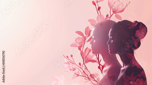 Women's Day and Mother's Day celebration banner with copy space.