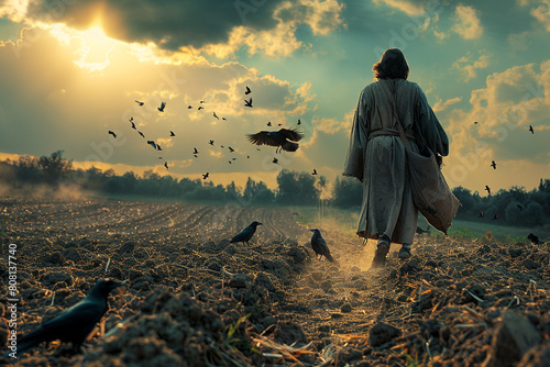 The sower went out to sow. The photo can be used to illustrate the gospel parables.