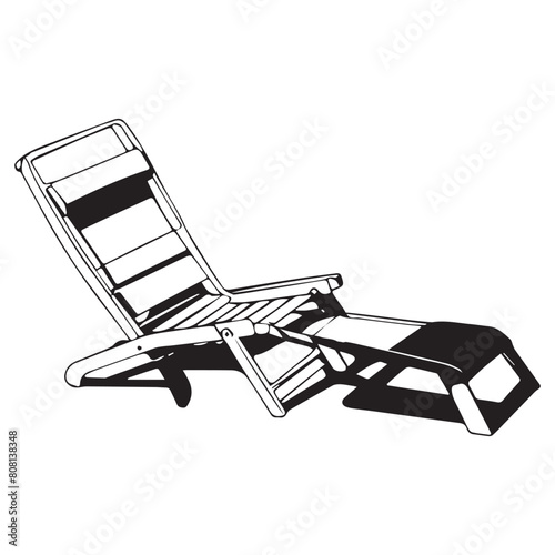 Beach Chair Silhouette Flat Vector Illustration.