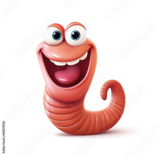 Funny cartoon worms and a smiling in a colorful illustration style