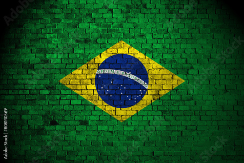 brazil flag on brick wall