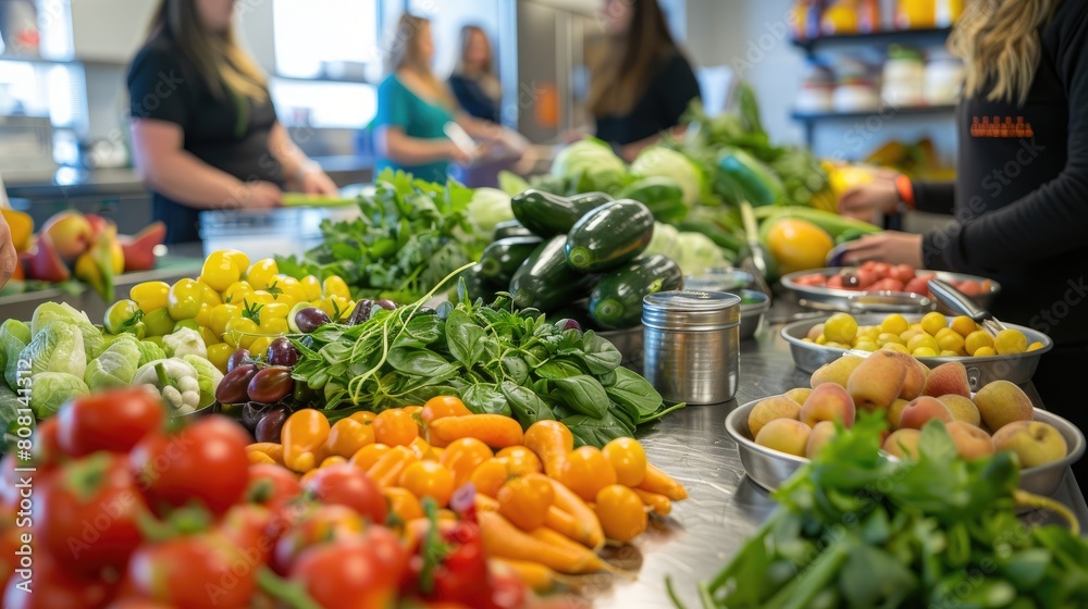Health education workshop, with a focus on nutritional foods display.