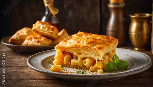 Tiropita Greek pie with cheese lunch photo