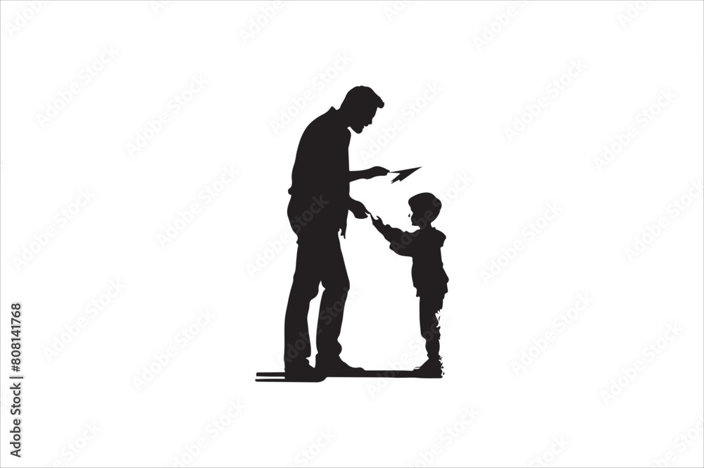 Father and son Silhouette vector Illustration. Father and Boy Vector Illustration. Father and son Silhouette vector Illustration. Father and Boy Vector Illustration.